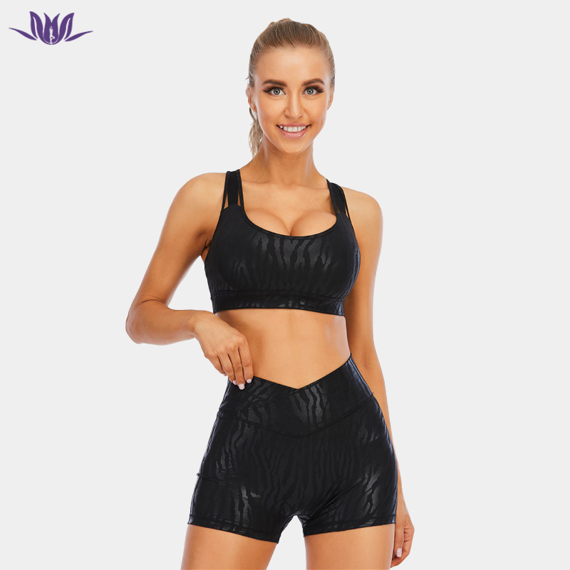 Cross Back Sports Bras With Shorts Set