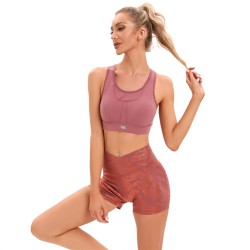 Backless Sports Bra And Bronzing Shorts