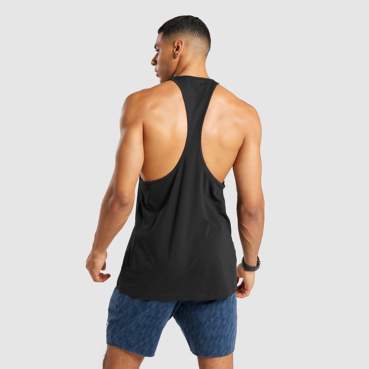 Men Workout Black Stringer Tank Top