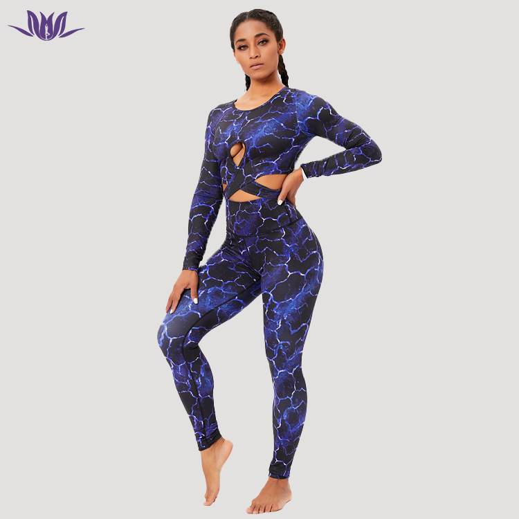 Sexy Hollow Out Long Sleeve Yoga Suit