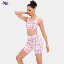 plaid print yoga wear