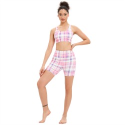 plaid print yoga wear