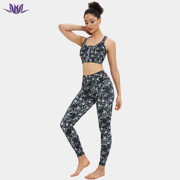 flower sublimation print yoga pants sets