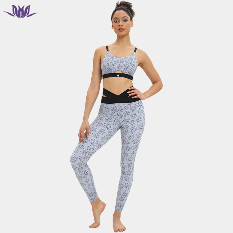 3D Digital Print hollow out yoga sets