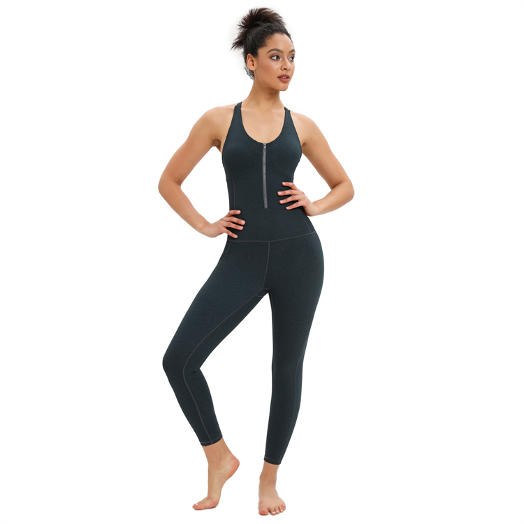black yoga jumpsuits with zipper