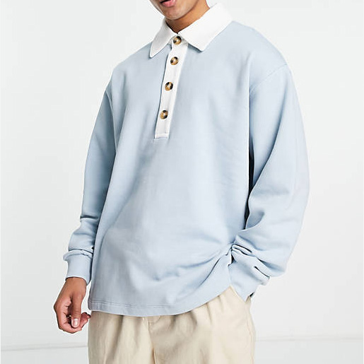 Men's Polo Collar Half-Button Sweatshirt