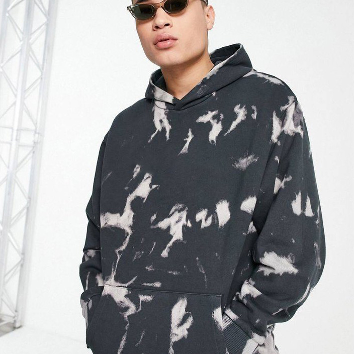 High Quality Black Tie Dye Mens Hoodie