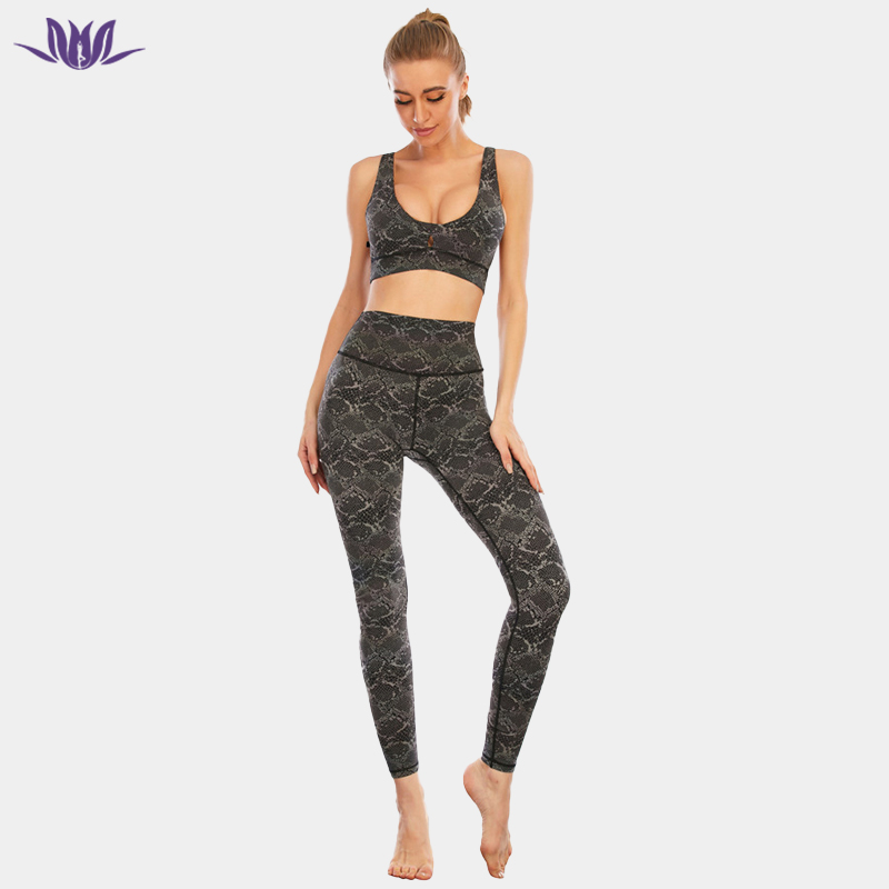 Sexy Digital Print Workout Black Set