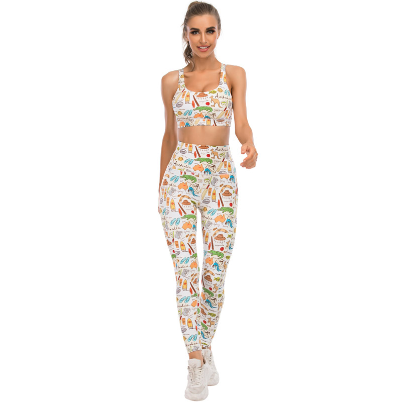 Casual Print Two Piece Fitness Set