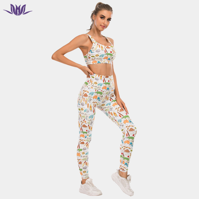 Casual Print Two Piece Fitness Set