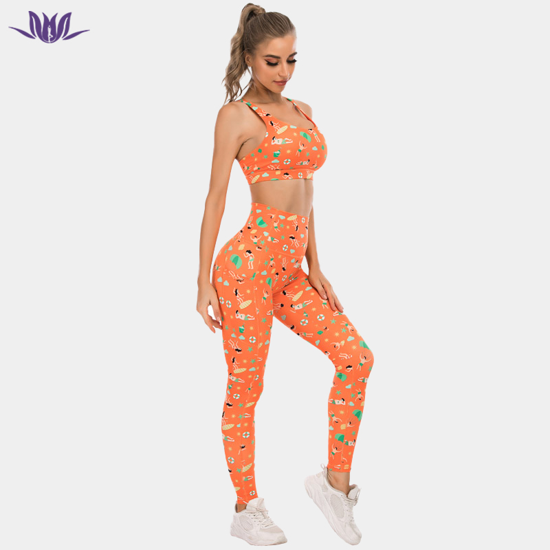 Women Cartoon Print Fitness Set