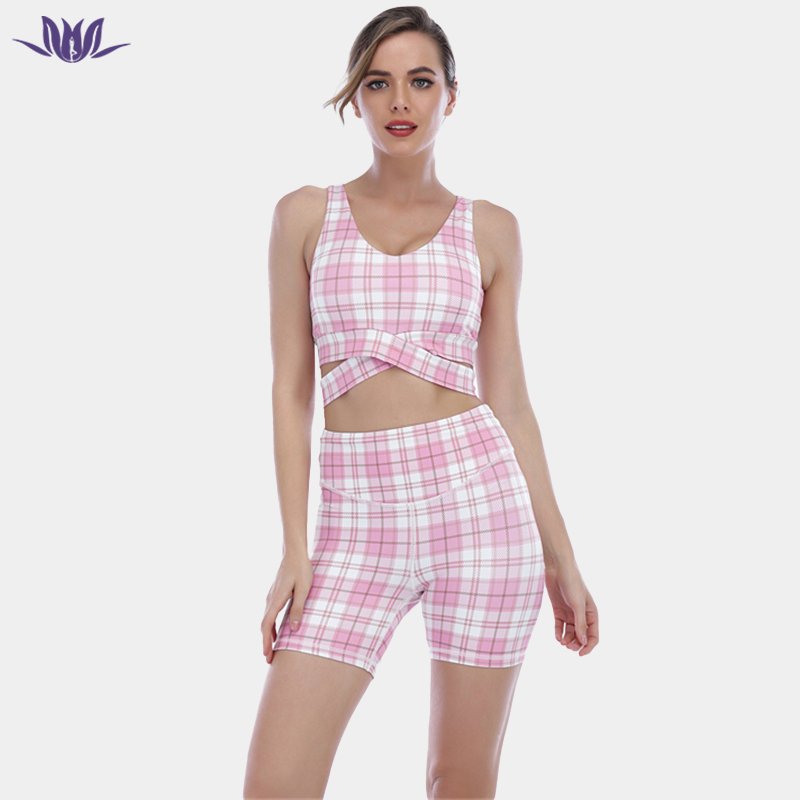 Customized Plaid Print Women Yoga Sets