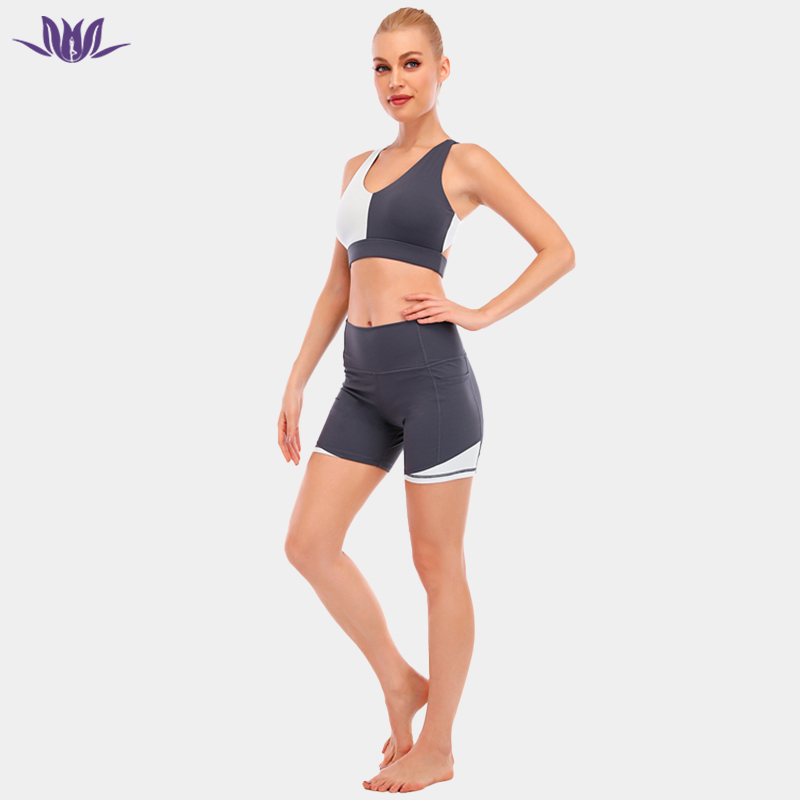 New Two-Color Patchwork Shorts Yoga Set