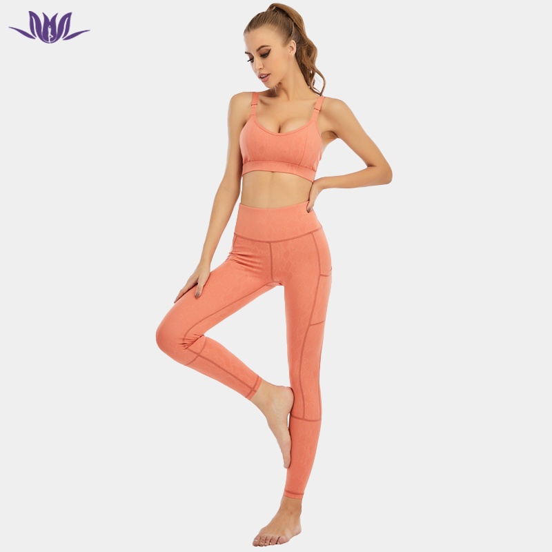 Orange Breathable Yoga Set For Woman
