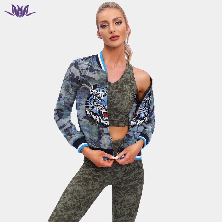 Women's Baseball Jacket with Camouflage Pattern