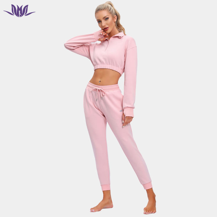 Two Piece Set Outfit Crop Top Tracksuit Women