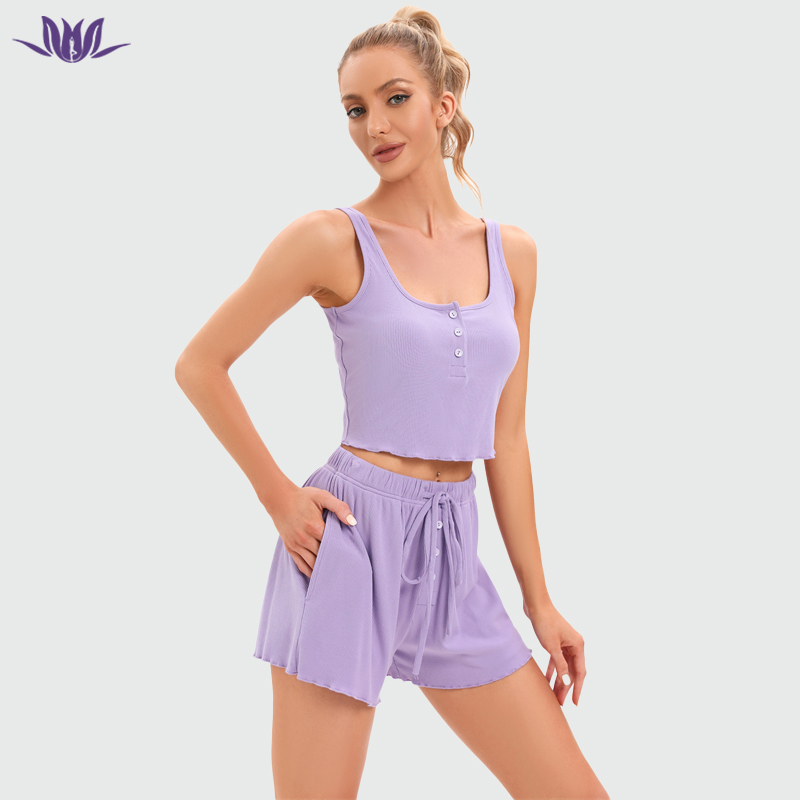 Ribbed Loose Sports Top Set For Women