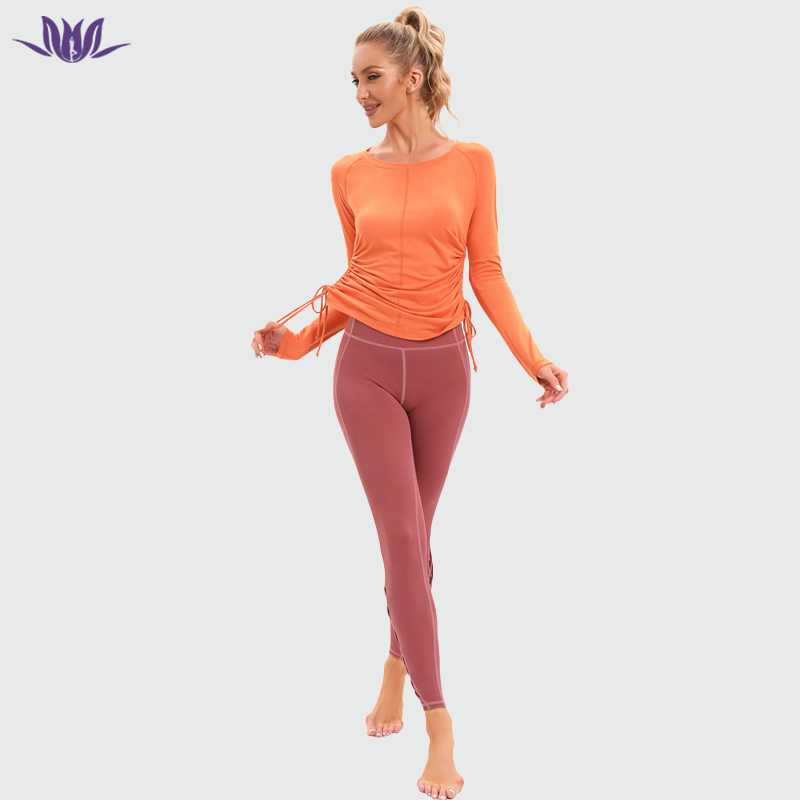 Side Drawstring Yoga Tops Set