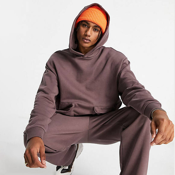 Men Oversized Sweatsuit Set With Zip Pouch Pockets