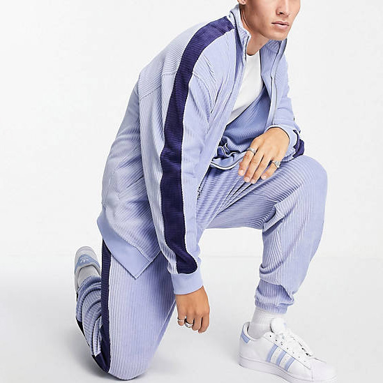 Men Oversized Ribbed Velour Tracksuit