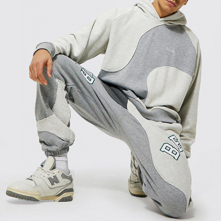 Spliced Hoodie And Sweatpants Set Men