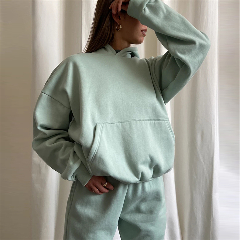 Women Mint Oversize Hoodies Suit