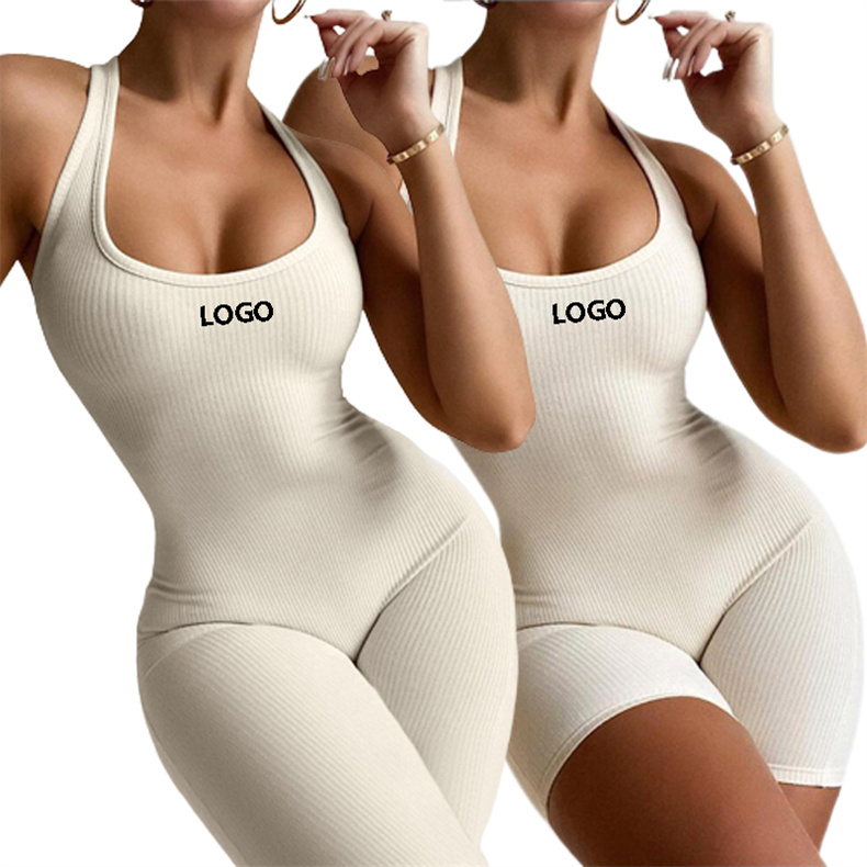 High Elasticity Ribbed Gym Bodysuits