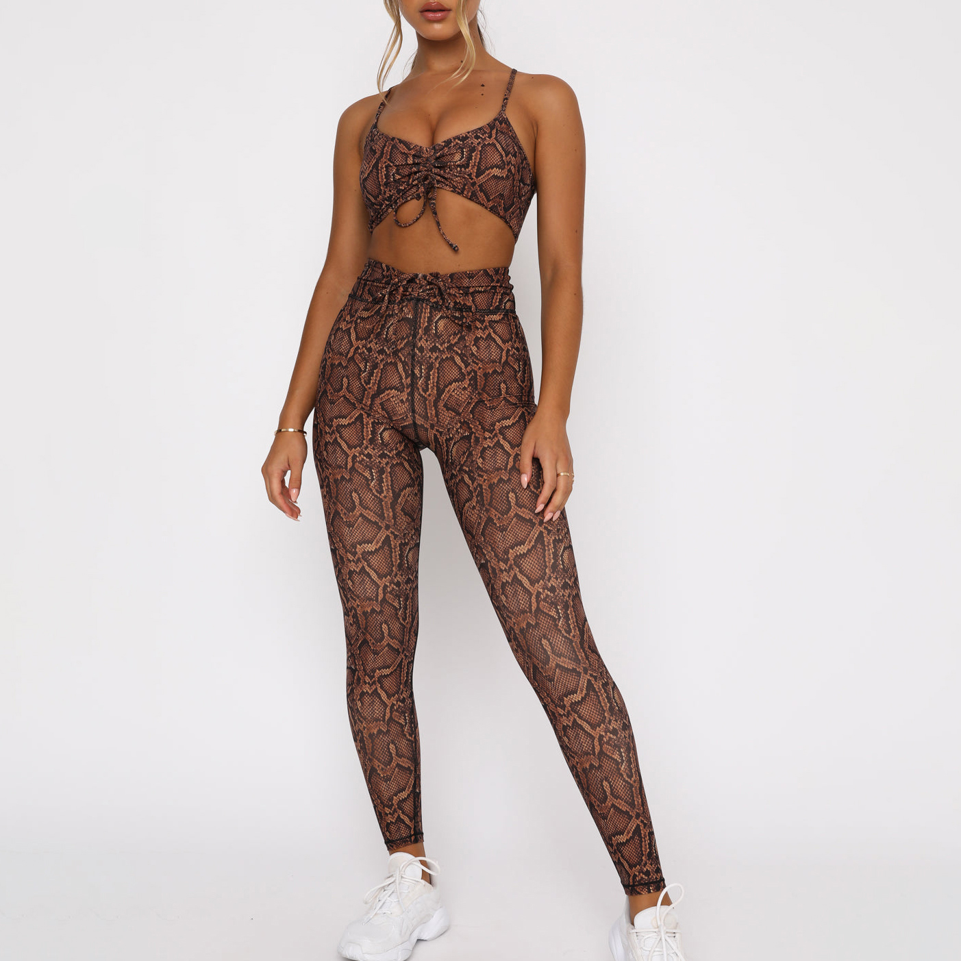 Workout Athletic Snake Printed Leggings Set