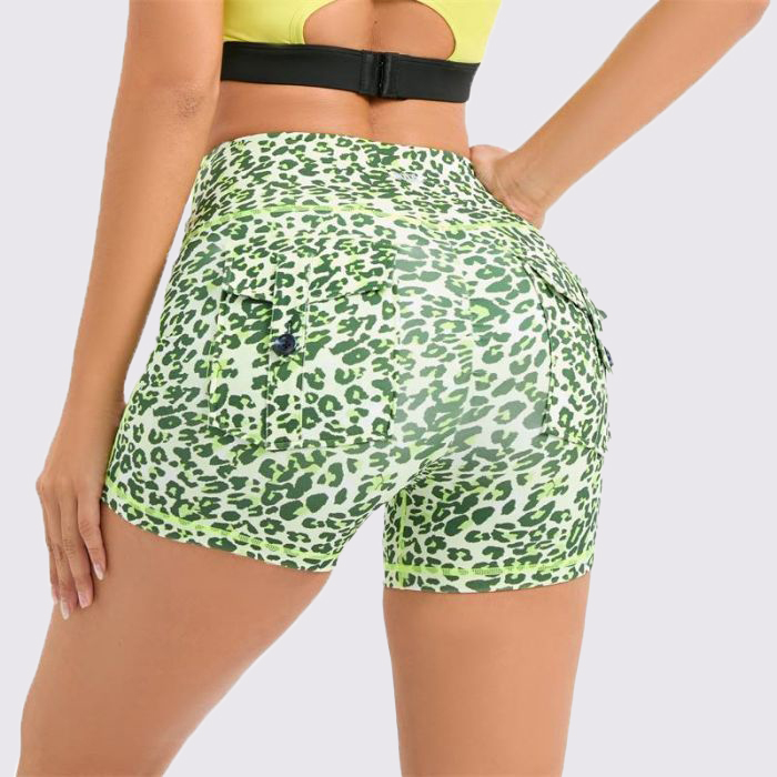 High Waist Printing Yoga Shorts With Pockets