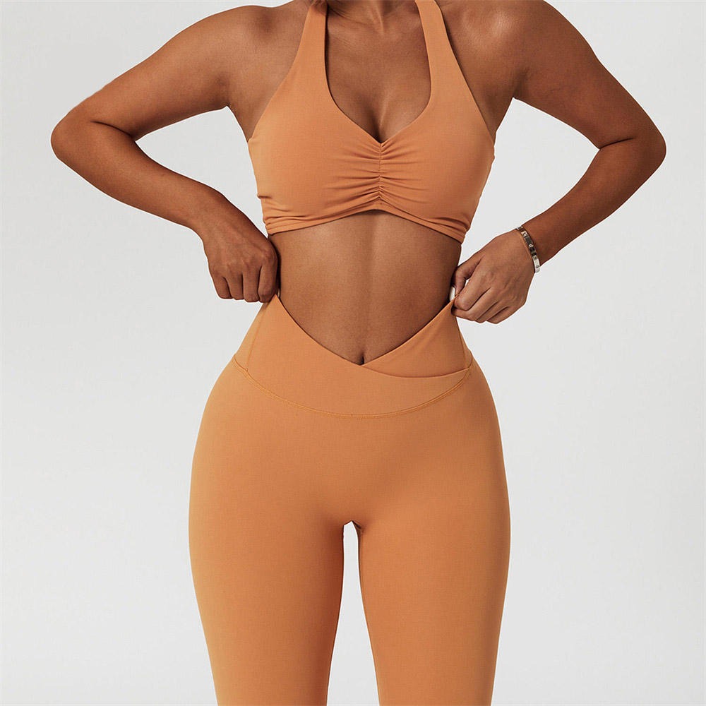 V-cross Waist Yoga Shorts Set