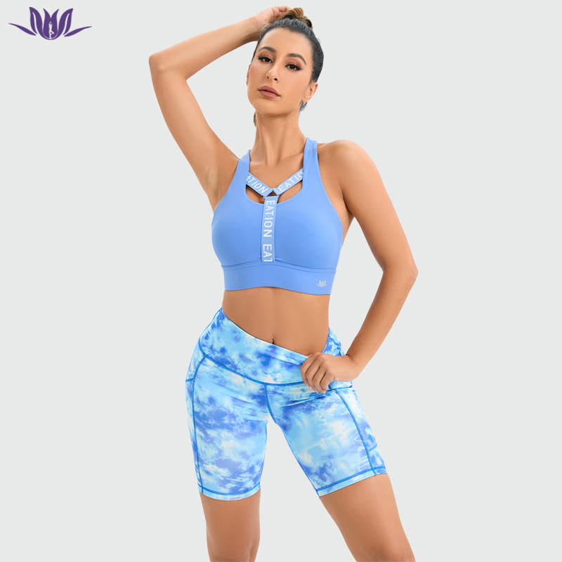 Printing Sports Shorts Yoga Set