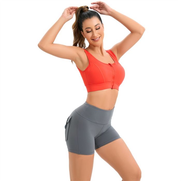 Custom Solid Yoga Shorts Set With Zip