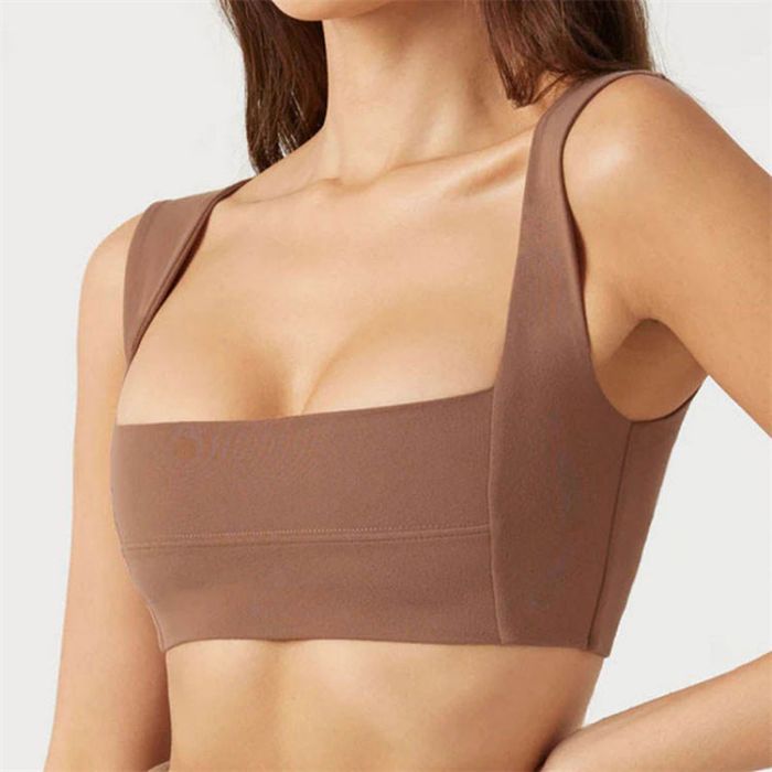 Square Neck Solid Sports Bra