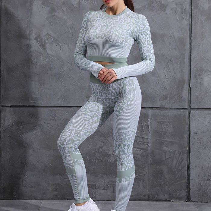 Seamless Long Sleeve Solid Yoga Set