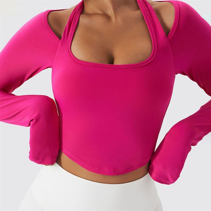 Wholesale Long Sleeve Solid Yoga Top