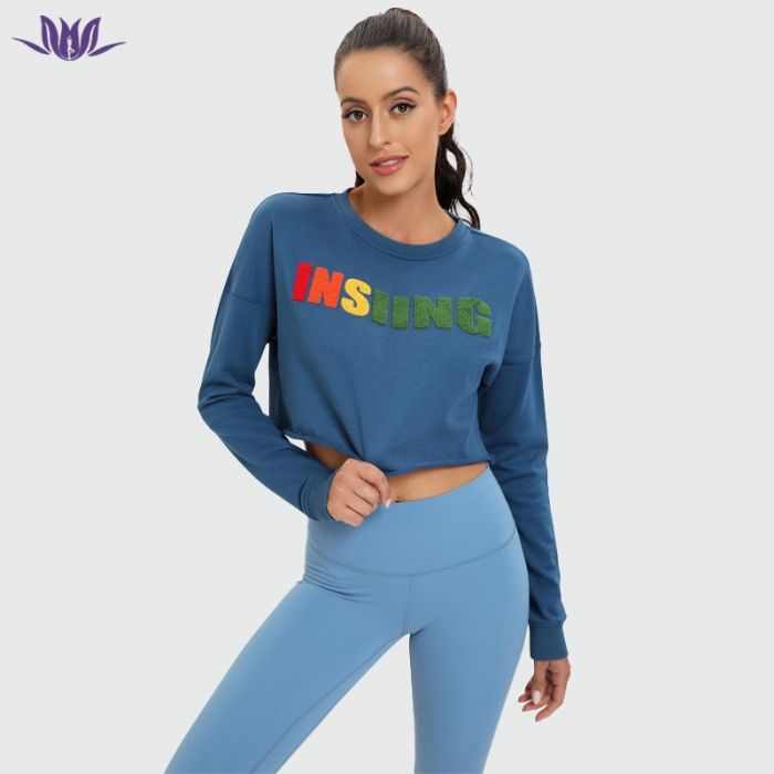Custom Embroidery Letters Long Sleeve Yoga Top