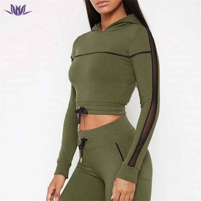 Green Crop Hoodie Tracksuit Designer Clothes