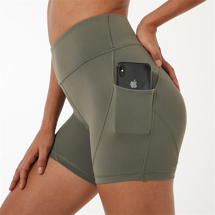 Custom Gym Solid Yoga Shorts With Pocket