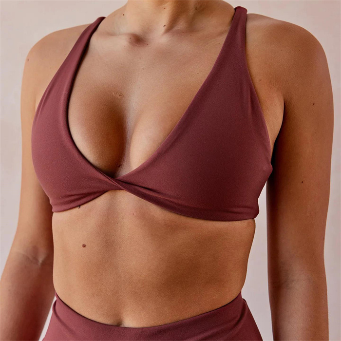 V-Neck Front Twist Sports Bra for Women Fitness