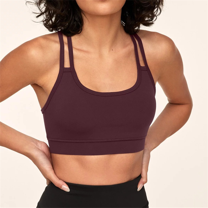 Quick Dry Double Cross Strappy Sports Bra