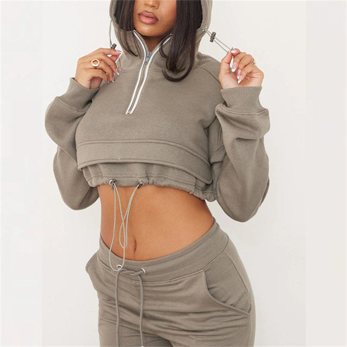 Shoulder Outfits Sexy Long Sleeve Crop Hoodie