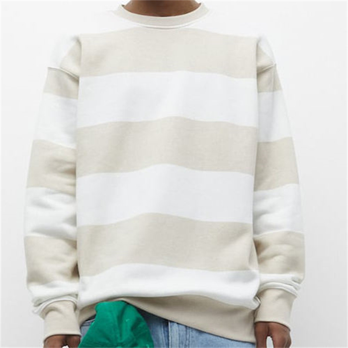 Crew Neck Striped Printed Sweatshirt