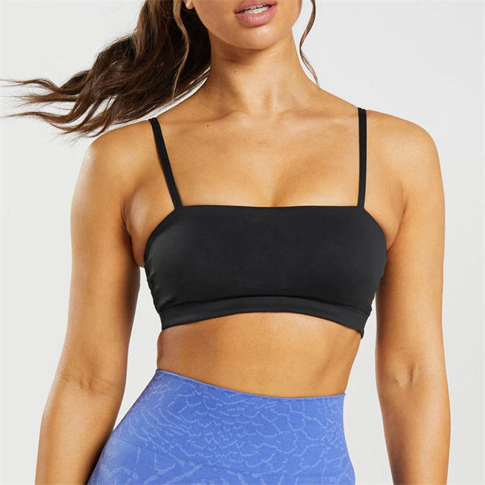 Breathable Black Bandeau Sports Bra