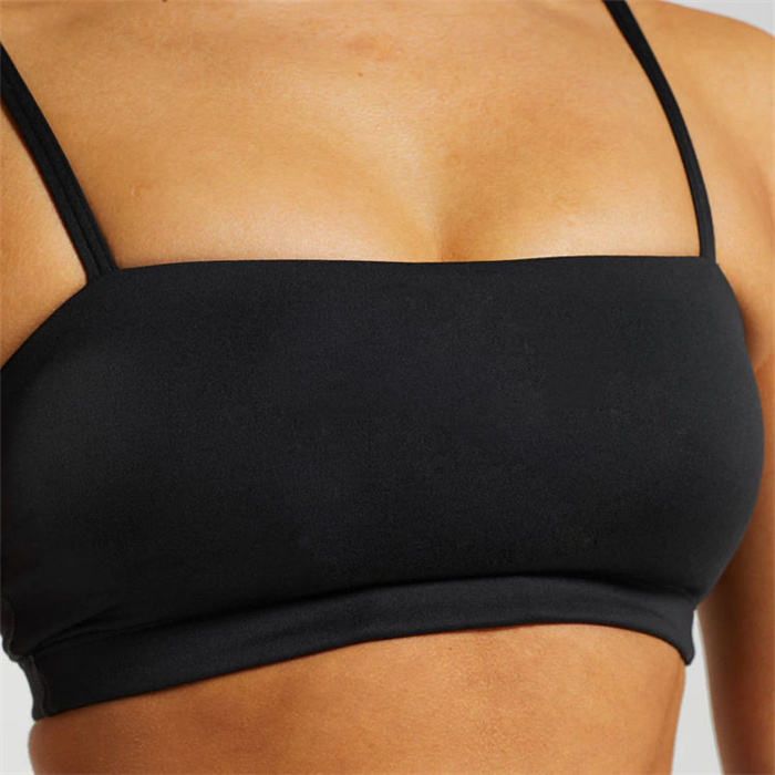 Breathable Black Bandeau Sports Bra