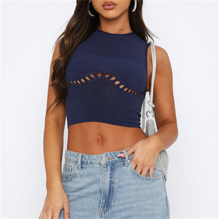 High Neck Rib-Knit Crop Tank Top