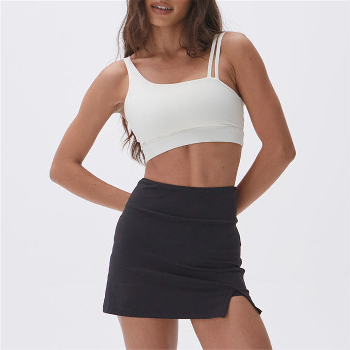 Asymmetric Double Strap White Sports Bra