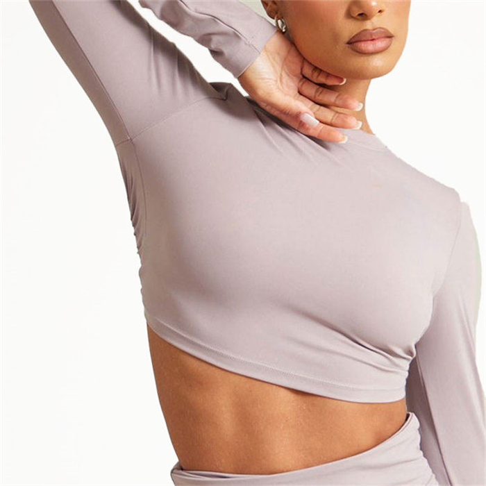 Quick Dry Shirts Open Back Spandex Workout Crop Tops