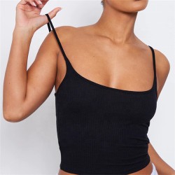 U-neck knitted fitness tank top