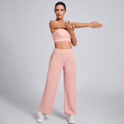 Flowy Pink Pants Yoga Sets Manufacturer