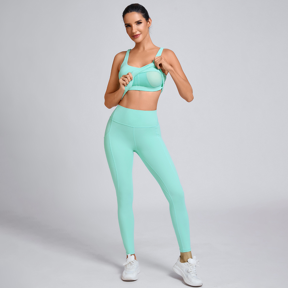 Custom U-neckline sports bra Manufacturer Two-Piece Workout Set